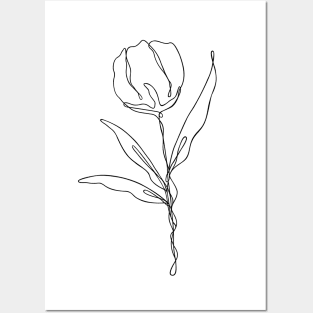 Wildflower Line Art | Floral Botanical Minimalist Lineart Posters and Art